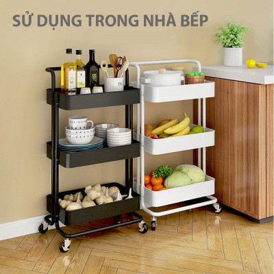 Kệ 3 tầng đa năng, kệ đựng bỉm sữa, Spa có bánh xe di chuyển
