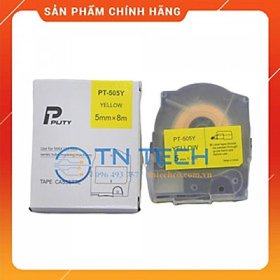 Nhãn in MAX PT-505Y - Chữ đen nền vàng 5MM x 8M - Dùng cho máy in ống MAX [Hàng nhập khẩu]