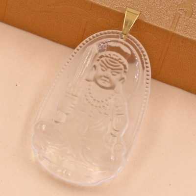 [Tuổi Dậu] Mặt Dây Chuyền Phật Bất Động Minh Vương Đá Pha Lê Trắng Size Nhỏ 3.6cm & Size Lớn 5cm- Tặng Kèm Móc Inox - Phong Thủy 868 - May Mắn - Bình An