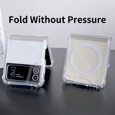 Ốp lưng chống sốc trong suốt hỗ trợ sạc Maqsafe cho Samsung Galaxy Z Flip 3 hiệu Likgus Maqsafe Magetic Case siêu mỏng 1.5mm, độ trong tuyệt đối, chống trầy xước, chống ố vàng, tản nhiệt tốt - hàng nhập khẩu