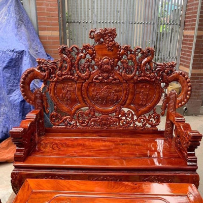 Bộ Bàn Ghế Nghê Đỉnh Rồng Phương Gỗ Xà Cừ