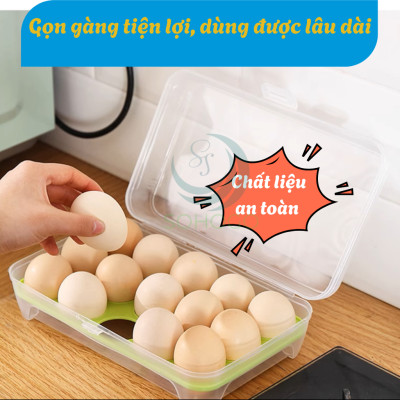 Hộp Đựng Trứng Có Nắp Đậy Tiện Lợi -Hộp Nhựa Bảo Quản Trứng 24cm x 14.5cm