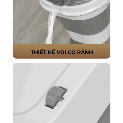Xô Đựng Nước Gấp Gọn Đa Năng Có Bánh Xe Chậu Gấp Gọn Tiện Lợi Giặt Cây Lau Nhà Chùi Kính Dung Tích 12L
