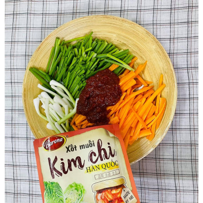 Combo 1 hộp (10 gói) Xốt Muối Kim Chi Barona 180g Tặng 2 gói cùng loại