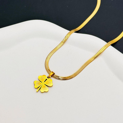 OYJR dây chuyền titan không gỉ cỏ 4 lá vòng cổ không gỉ nữ trang sứ c Jewelry bốn