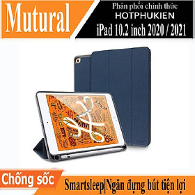 Case bao da chống sốc canvas cho iPad 10.2 inch 2020 / 2021 hiệu Mutural Yashi Series trang bị ngăn đựng bút, thiết kế tản nhiệt, hỗ trợ smartsleep - hàng nhập khẩu