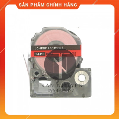 [Combo 5 cuộn] Nhãn in Tepra SC12RW (LC-4RBP) - Chữ đen nền đỏ 12mm x 8m - Hàng nhập khẩu