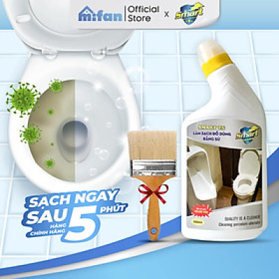 Làm Sạch Tẩy Trắng Đồ Dùng Bằng Sứ SMART TS - Bồn Cầu, Bồn Tắm, Bồn Rửa - Trắng Ngay Sau 5 Phút Không Cần Cọ Rửa - Tặng Kèm Chổi Lông -