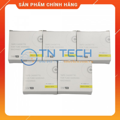 Nhãn in PUTY PT-1009Y - Chữ đen nền vàng 9MM x 8M - Dùng cho máy in ống PUTY PT-1010 [Hàng nhập khẩu]