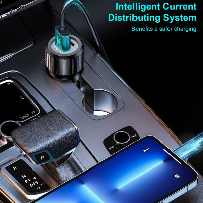 Tẩu sạc CHOETECH TC0010 ô tô PD 63W có 2 cổng ( 1 Type C+ 1 USB)- Hàng chính hãng