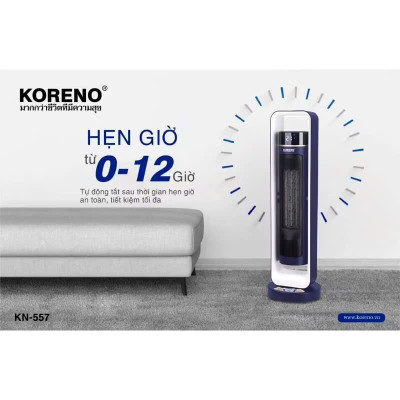 Sưởi gốm Koreno ,có điều khiển, không khô da,không chói mắt hàng chính hãng