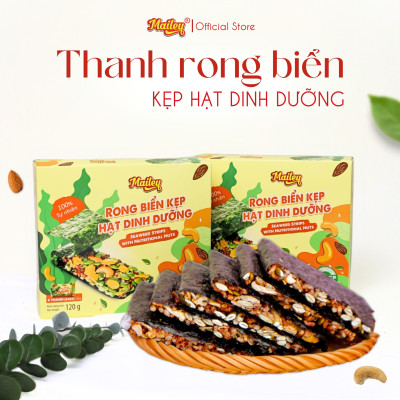 Rong biển kẹp hạt dinh dưỡng Mailey Hộp 120g - hỗ trợ ăn kiêng giảm cân, bánh ngũ cốc dinh dưỡng
