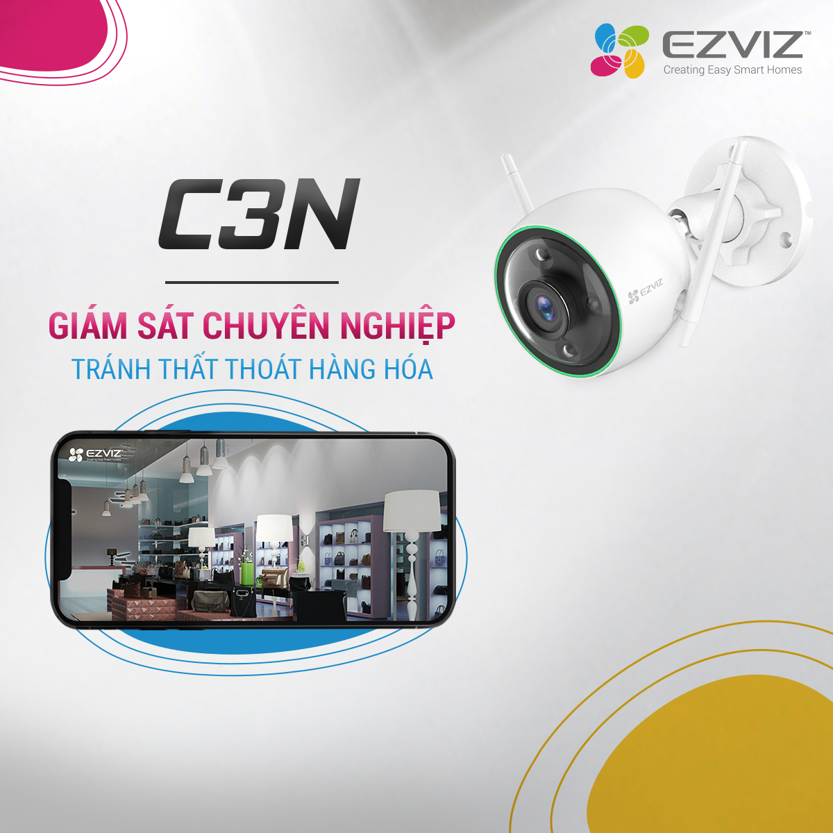 Combo Camera Wi-fi EZVIZ C3N 2MP Ngoài Trời, Có Màu, Kèm Thẻ Nhớ 32GB/64GB - Hàng Chính Hãng
