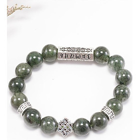 Vòng Tay Đá Thạch Anh Tóc Xanh Phối Charm Kết Đồng Tâm Bạc (12mm) Ngọc Quý Gemstones