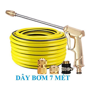 Bộ dây vòi xịt nước rửa xe, tưới cây . tăng áp 3 lần, loại 7m, 10m 206701-3 đầu đồng, cút đồng, + tặng mở chai