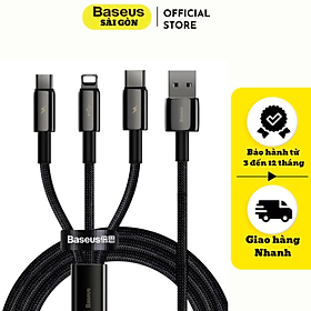 Cáp sạc 3 in 1 Baseus Tungsten Gold Series USB to C+L+M 3.5A - Hàng chính hãng
