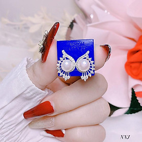 Bông tai bạc gắn trai thời trang chất liệu bạc s925 MS08v