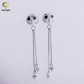 Bông tai bạc Ý 925 Huệ Ngân -Owl Cú mèo đáng yêu dáng dài ZCE15108