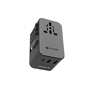 Củ sạc du lịch đa năng Mazer InfiniteTravel LinkIF Travel370 PD70W Gan có cáp USB C tích hợp - Hàng Chính Hãng