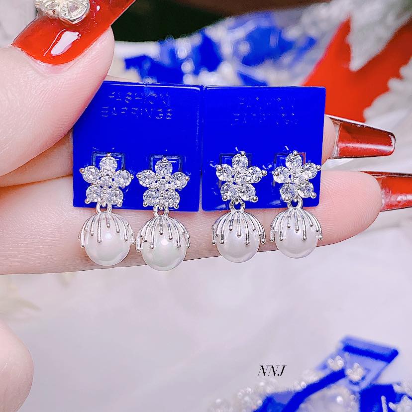 Bông tai bạc thời trang khuyên tròn đá phay chất liệu bằng bạc s925 SA009 - Bạc trang sức PKG