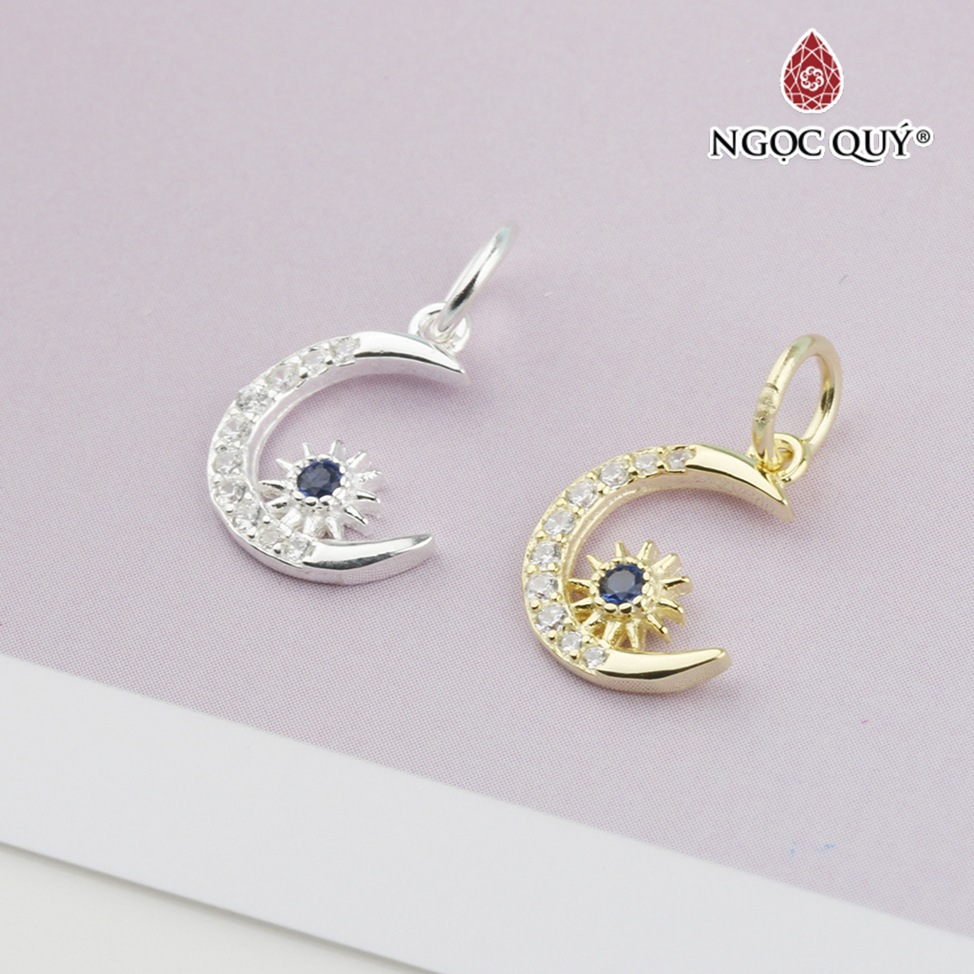 Charm bạc hình mặt trăng treo - Ngọc Quý Gemstones