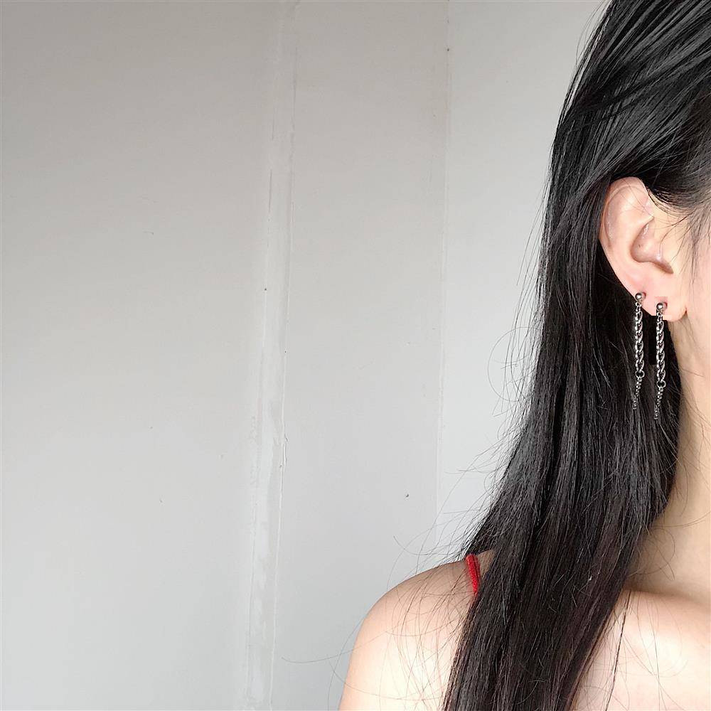 Đôi bông tai nam nữ mắt số tám thả xuông