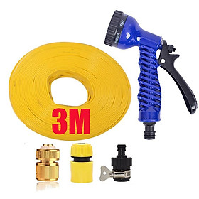 Bộ dây vòi xịt rửa xe, tưới cây, dọn dẹp nhà cửa 3-5m (cút đồng nối nhựa đen) 206843