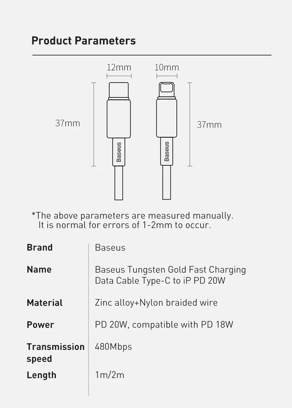 Cáp sạc nhanh iphone pd 20W Baseus CATLWJ-01 type c to iphone - dây sạc cao cấp hỗ trợ IP 12 11 x xsmax 8.. - hàng chính hãng