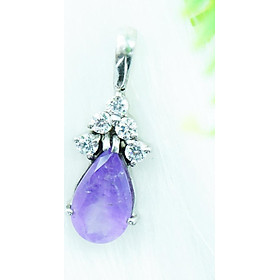 Mặt dây chuyền thạch anh tím Amethyst tự nhiên kiểu giọt nước