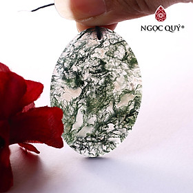 Mặt dây chuyền oval đá băng ngọc thủy tảo mệnh hỏa, mộc - Ngọc Quý Gemstones