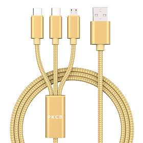 Cáp sạc 3 đầu 3 trong 1 bọc dù cao cấp Hàng chính hãng PKCB
