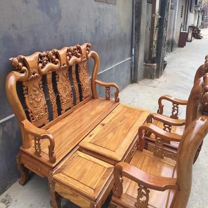 Bộ bàn ghế Minh Quốc Đào gỗ Lim Đánh Véc Ni
