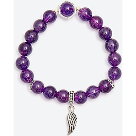 Vòng tay đá thạch anh tím phối cánh bạc Ngọc Quý Gemstones