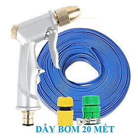 Bộ dây vòi xịt nước rửa xe, tưới cây . tăng áp 3 lần, loại 20m 206701-1 đầu đồng,cút,+ tặng đai