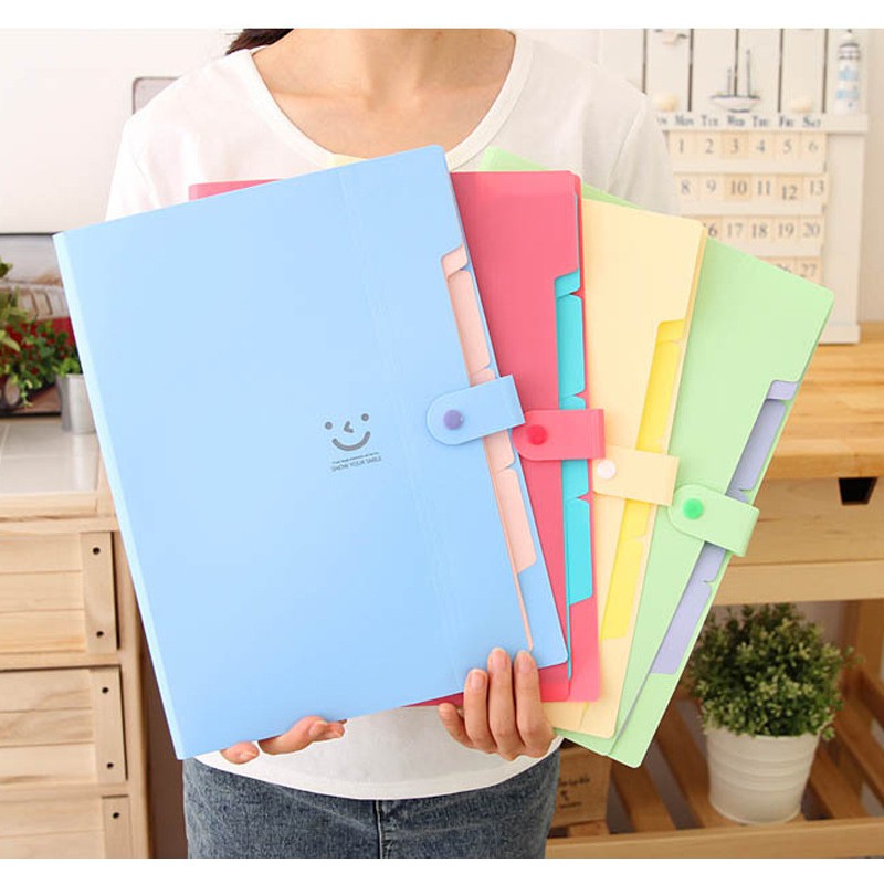 Túi Đựng Giấy A4 - Bìa Đựng Hồ Sơ Hình Mặt Cười Dễ Thương - Chính Hãng (Màu ngẫu nhiên)