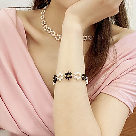 Vòng tay lắc tay ngọc trai hoa tròn sáng tạo