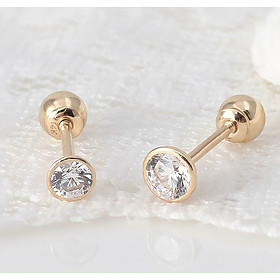 Bông tai Vàng 14KY đính đá CZ kiểu Bezel - MOON Jewelry