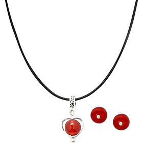Bộ Bông Tai Và Mặt Dây Chuyền Mã Não Đỏ Ngọc Quý Gemstones BT3