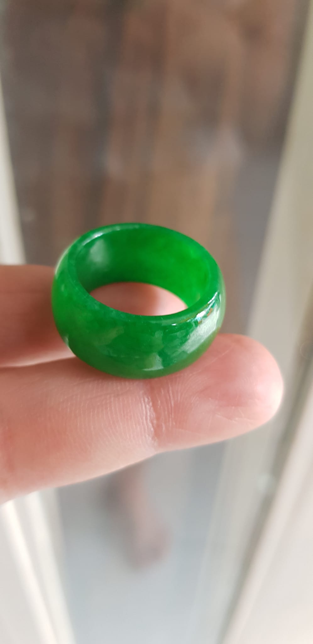 ️Nhẫn Nam Đá cẩm thạch xanh ngọc lý tươi bóng đẹp Nhẫn Ni 18mm x cao 11mm x dầy 3mm Hợp nam nữ mệnh mộc mệnh hỏa mệnh Thủy đeo ni nhỏ 18mm đẹp ạ