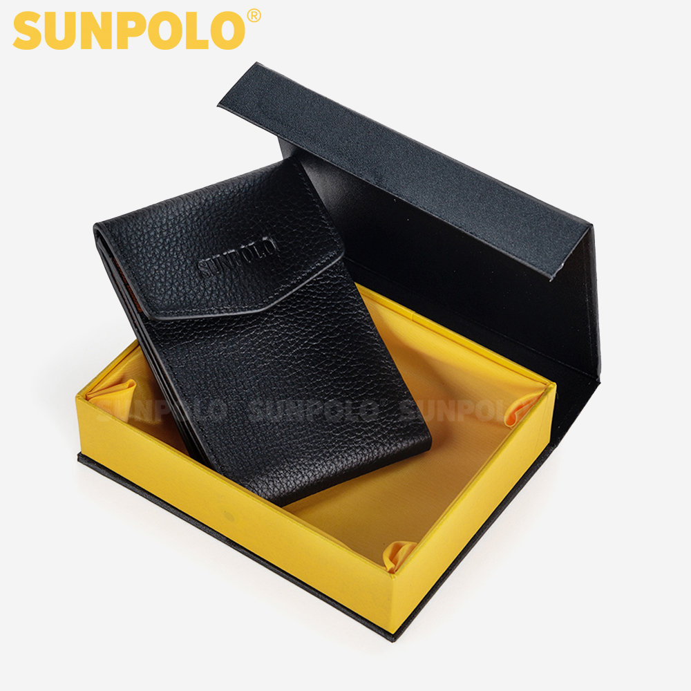 Ví Nam, Bóp Nam Da Bò SUNPOLO WSCT54 (Đen)