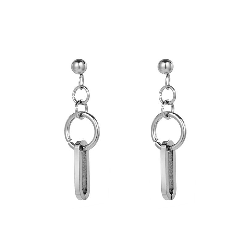 Bông tai Titan unisex lỗ đinh hình học khiêm tốn thời trang