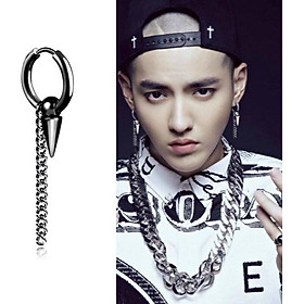Bông tai nam thả nhọn và sợi xích TOP KPOP BT202 1 chiếc (có loại kẹp vành)