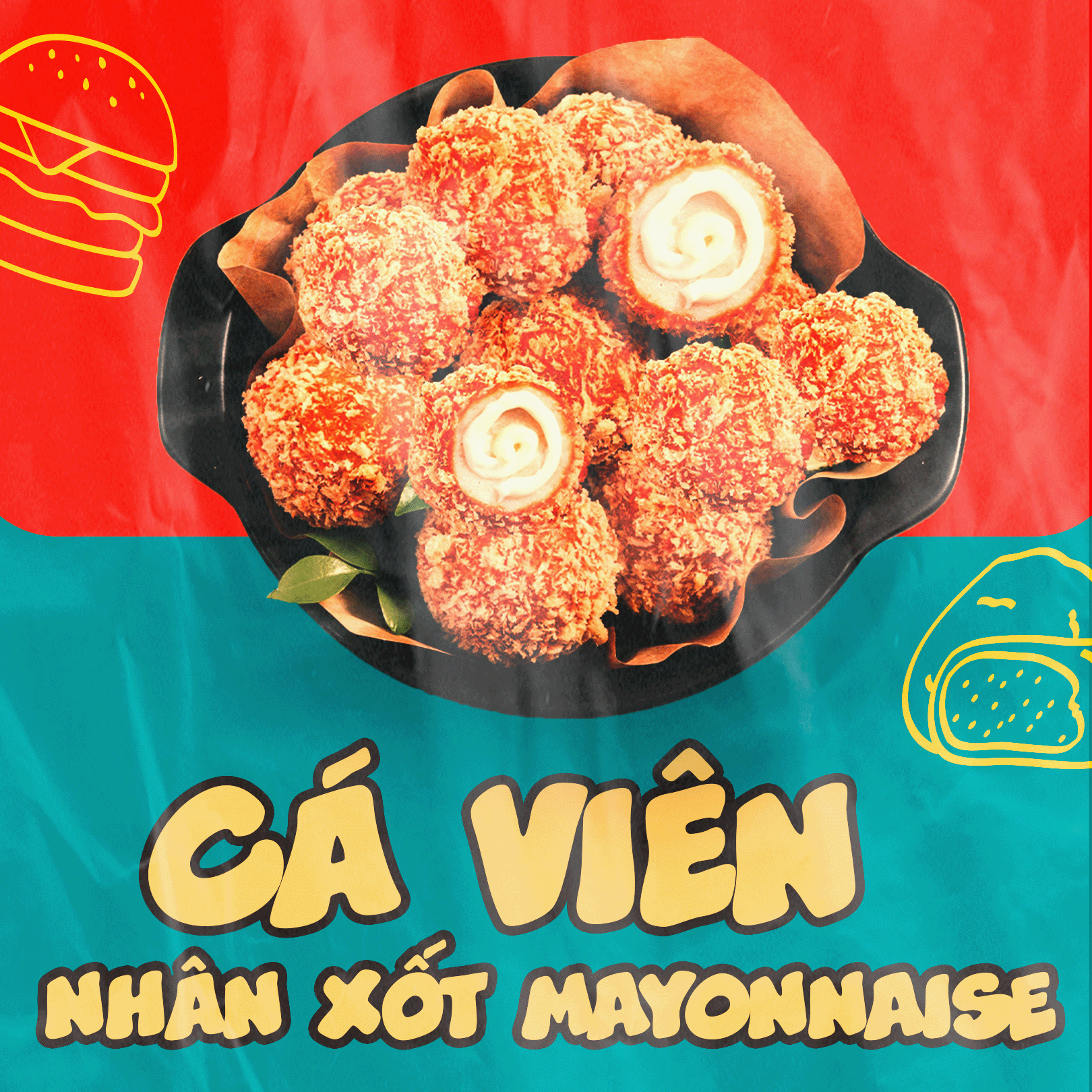 Cá Viên Nhân Xốt Mayonnaise Gói 500gr 24 Viên / 35 Viên - Thương Hiệu Đen Đỏ