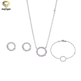 Combo dây chuyền lắc chân và khuyên tai bạc Ý 925 Huệ Ngân - Huyền thoại biển xanh PP1528-RYE140938-RYBJ50120