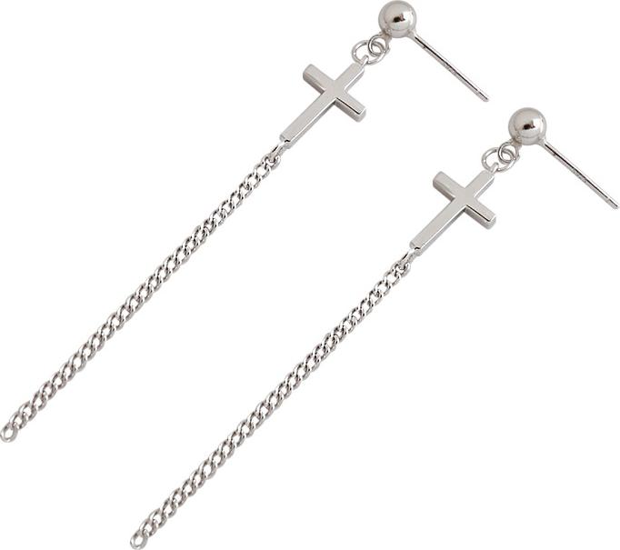 Bông tai unisex chữ thập khóa xích hai đầu đẹp độc lạ