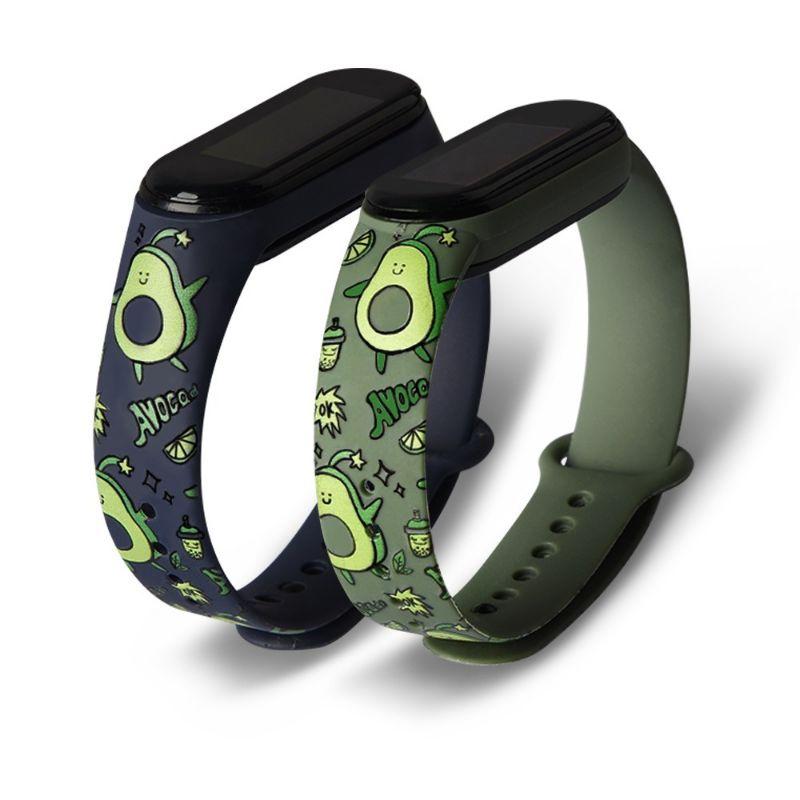 Dây Đeo Cao Su Xiaomi Miband 7 hoạ tiết hình trái bơ Avocado dây Chất Lượng cao