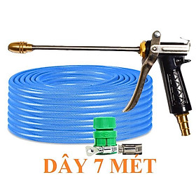 Bộ dây vòi xịt nước rửa xe, tưới cây . tăng áp 3 lần, loại 7m, 10m 206318 đầu đồng,đai,+ tặng khăn phượt