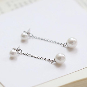 Bông tai mix chuỗi mắt xích đính hạt châu siêu xinh