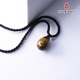 Mặt dây chuyền hình giọt nước đá mắt hổ vàng nâu 10x16mm mệnh thổ, kim - Ngọc Quý Gemstones