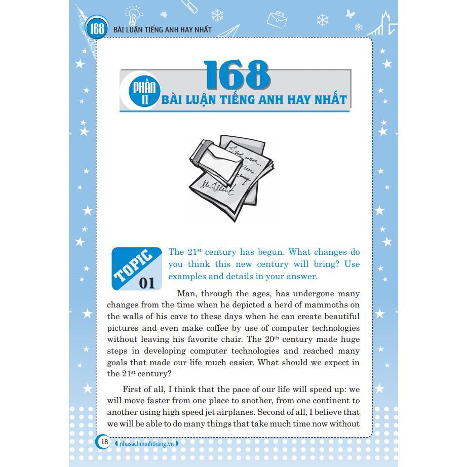 Sách - 168 Bài Luận Tiếng Anh Hay Nhất - Minh Thắng